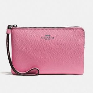 Coach CORNER ZIP WRISTLET - pink & grey 💕